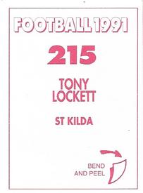 1991 Select AFL Stickers #215 Tony Lockett Back
